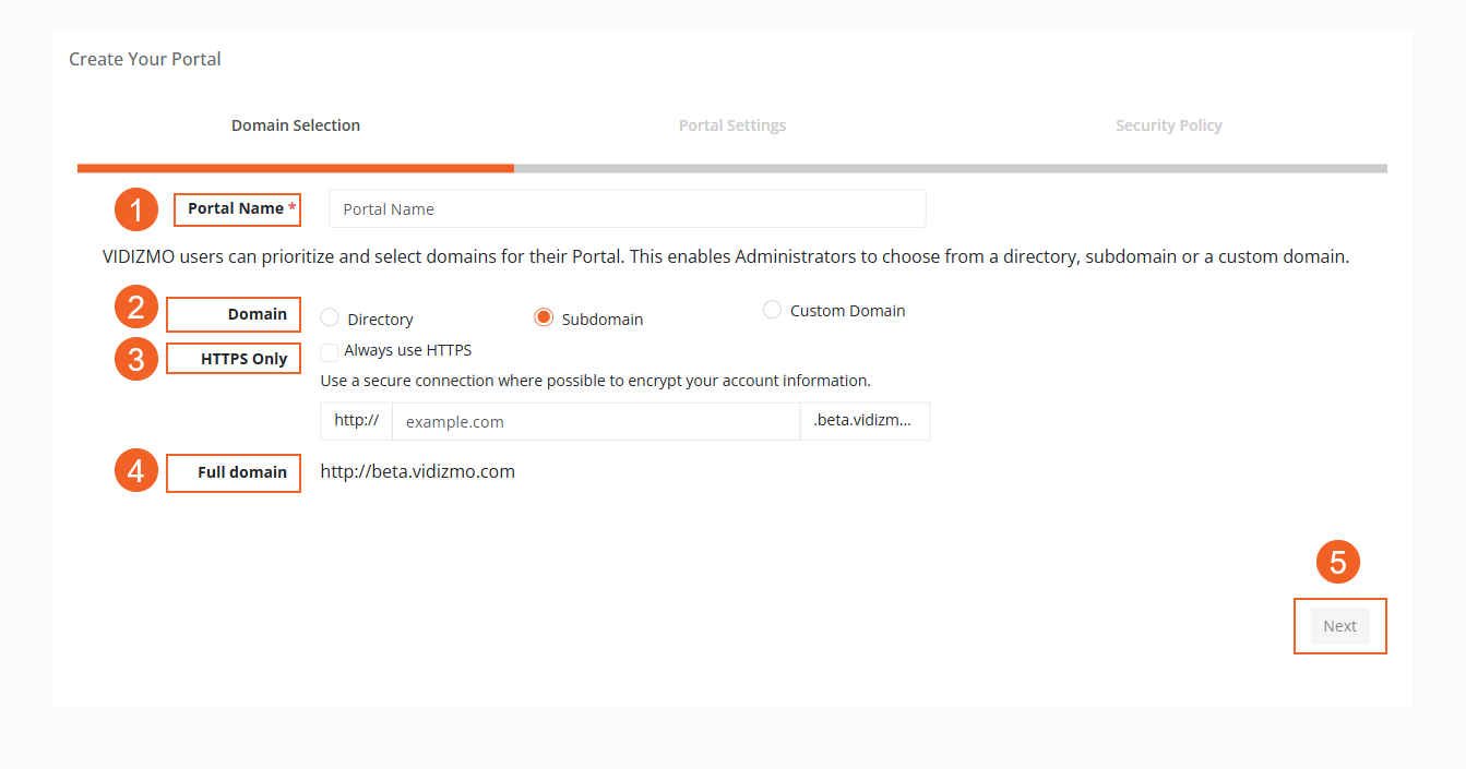 Domain Selection - Subdomain