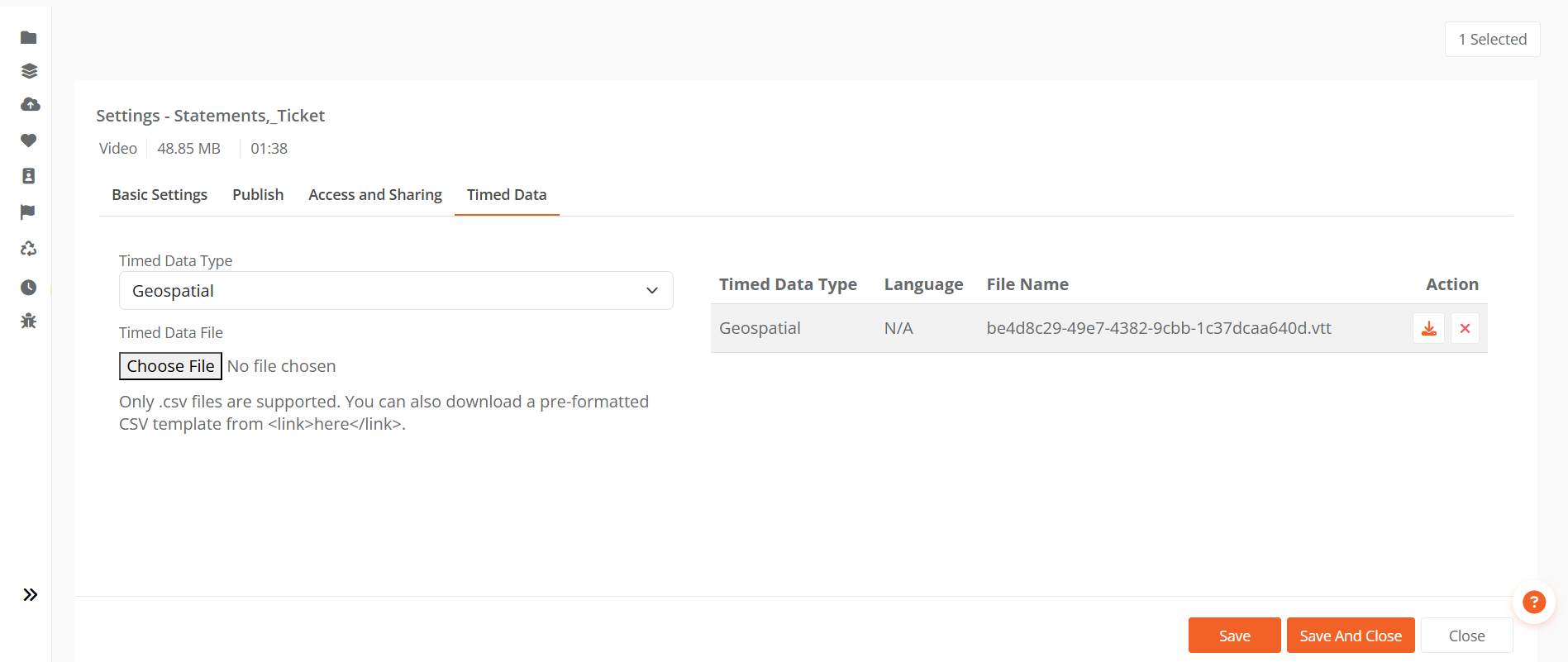 Timed Data tab showing upload options and file formats