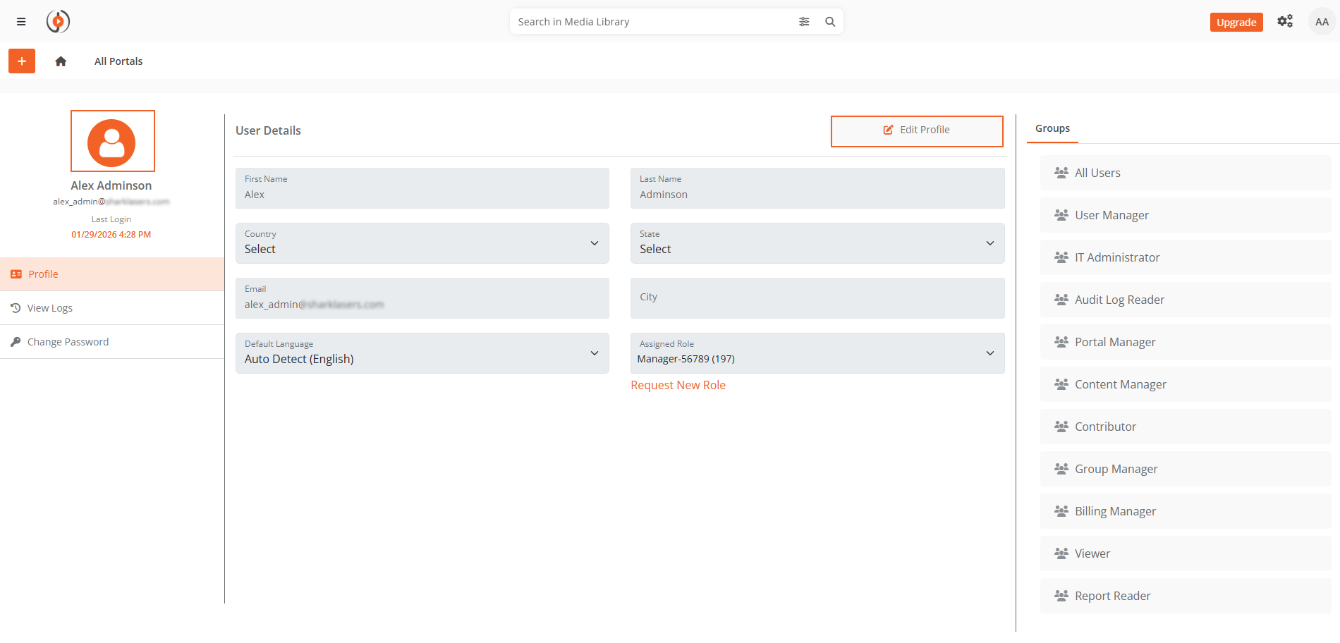 Edit Profile page with profile icon