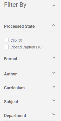Mashup Filter Widget showing filter options including Processed State, Format, Author, and more