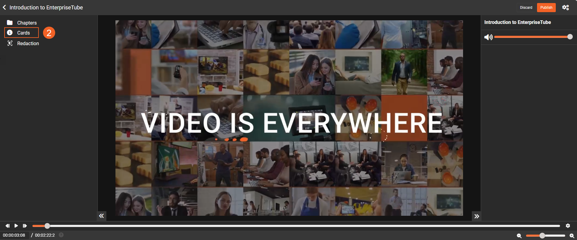 Screenshot showing the Cards tab in Studio Space.