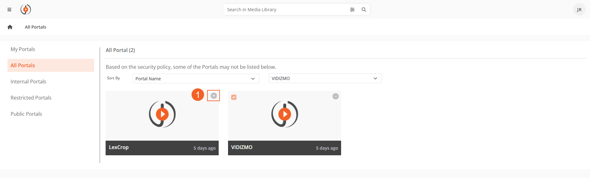 Join Portal icon on portal card