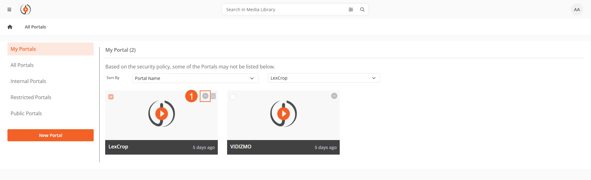 Leave Portal icon on portal card